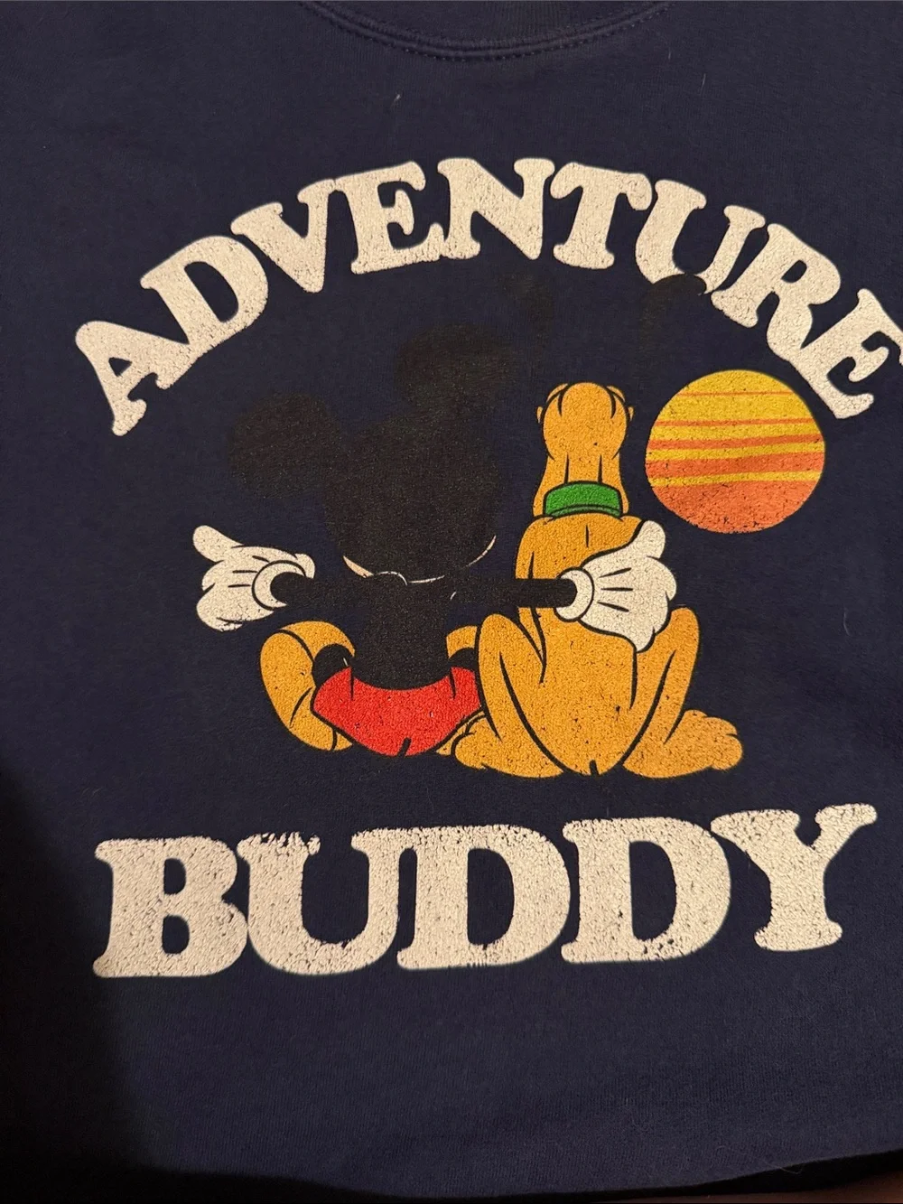 Disney Navy 'Adventure Buddy' Crewneck Sweatshirt with Pluto & Mickey Graphic